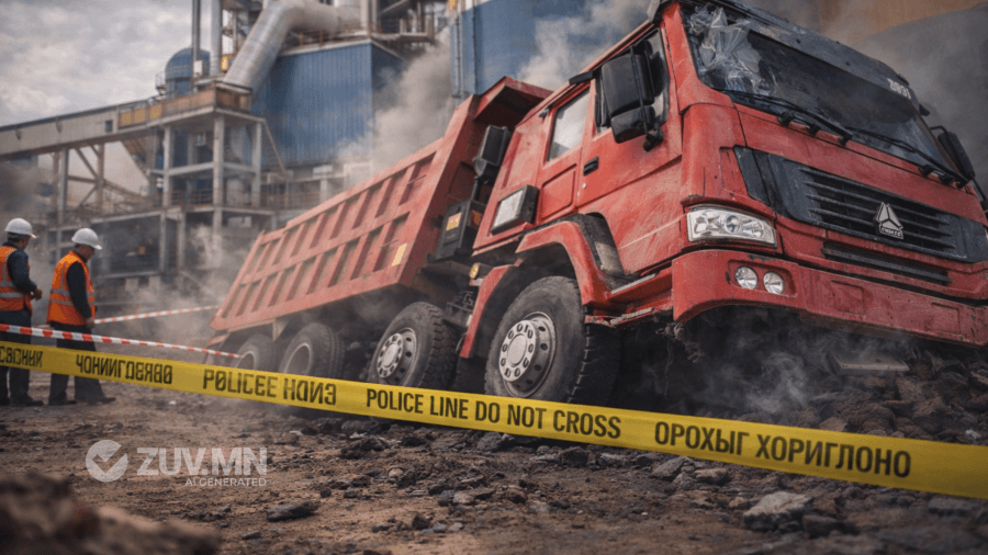 Хөтөлийн “Цемент шохой“-н овоолго руу ачааны машин унаж, жолооч гэмтжээ