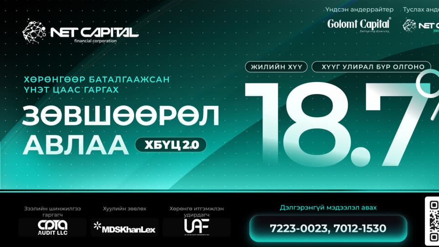 “Нэткапитал финанс корпораци ББСБ” ХХК хөрөнгөөр баталгаажсан үнэт цаас (ХБҮЦ 2.0) гаргана